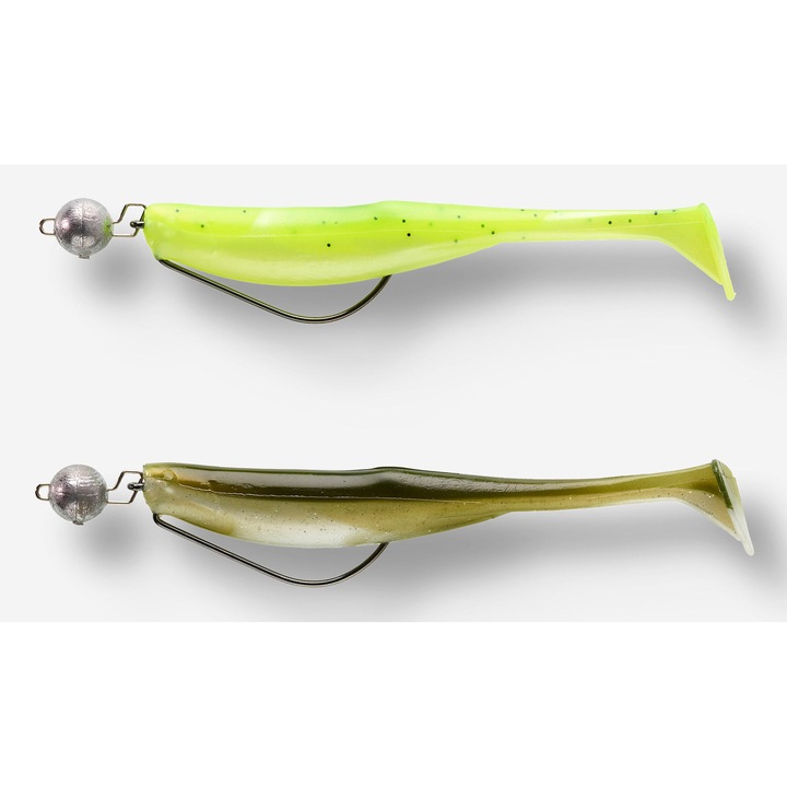 Комплект гъвкави примамки Caperlan shadtex 130, флуоресцентно неоново зелено