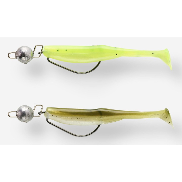 Caperlan hajlékony csalikészlet, 75 neon zöld fluoreszkáló, ragadozóhal-horgászathoz