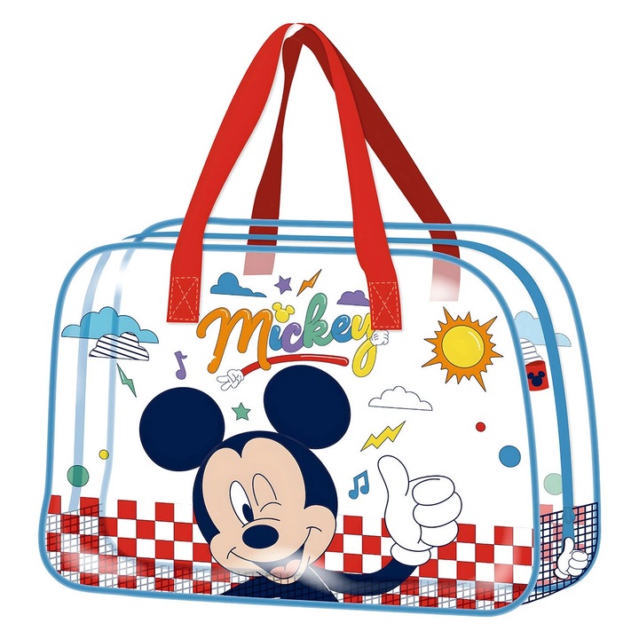 XXL Disney Mickey Mouse strandtáska szett, átlátszó, 50cm, vízálló