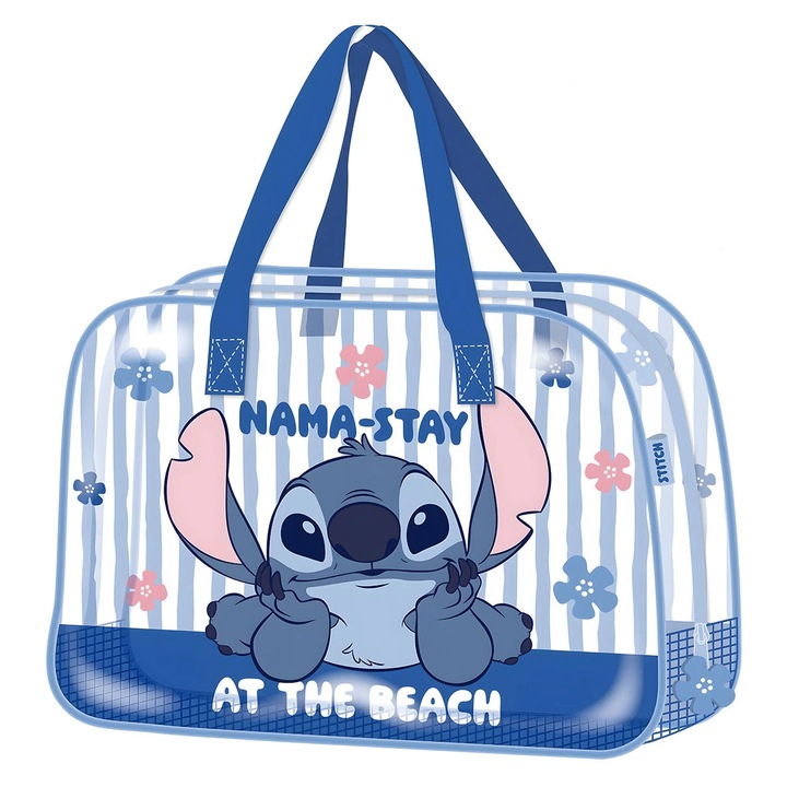 XXL Disney strandtáska szett, Mimozemstan Stitch, átlátszó, 50cm, vízálló
