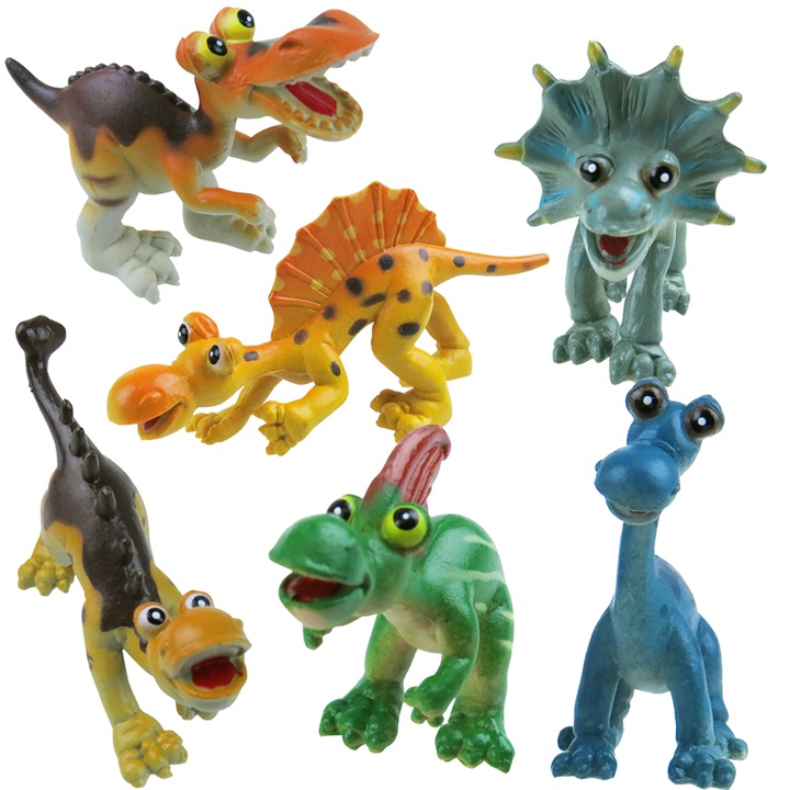 Комплект фигурки динозаври, KinderSafe, 6 броя, различни размери, ярки цветове