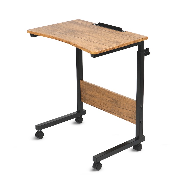 Мобилно бюро Kiwari® Trek, 60×40×95 см, 5 кг, MDF/Метал/PVC, издържа 30 кг, Кафяво/Черно