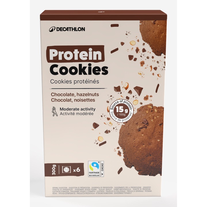 Batoane proteice bio cu alune și ciocolată, Decathlon, set 6 bucăți, fără mărime, ciocolată, alune de pădure