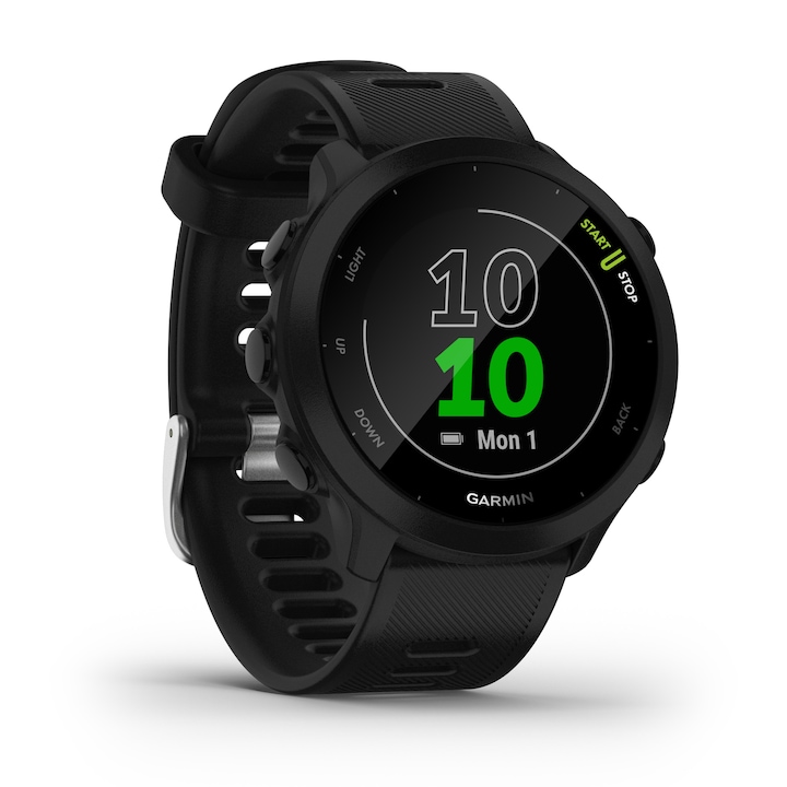 Спортен часовник Garmin Forerunner 55, черен, проследяване на разстояние, водоустойчив 5 атм