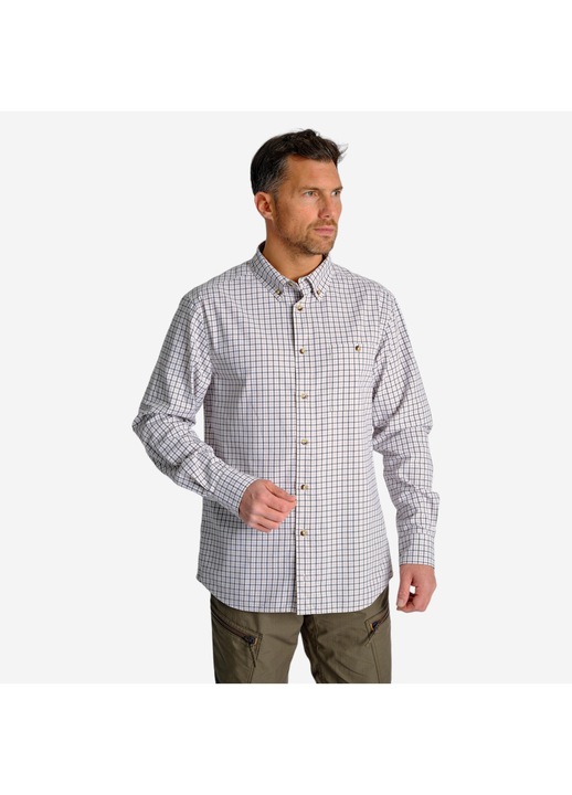 Férfi ing Solognac kockás fehér, poliészter, 2XL