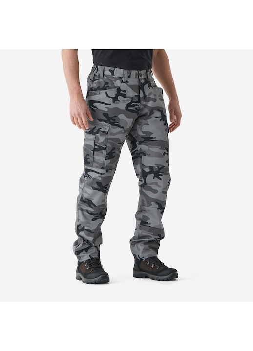 Pantaloni bărbați Solognac cargo rezistenți 100% bumbac camuflaj negru 4XL