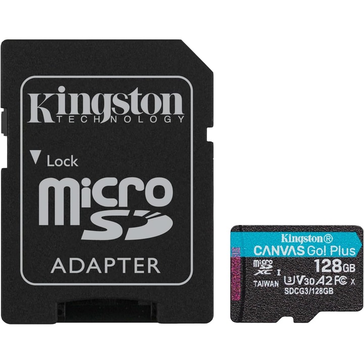 128 GB-os memóriakártya, 170 MB/s átviteli sebesség, víz- és ütésálló, akciókamerákhoz és drónokhoz