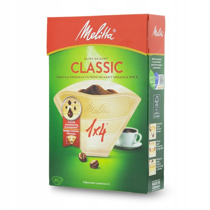 Inlocuire Filtru De Cafea Melitta Classic 1X4, Melitta, Usurinta In Instalare Si Schimbare Eficienta, Calitate Superioara, Destinat Aparate De Cafea Cu Filtrare, Filtre 100% Biodegradabile