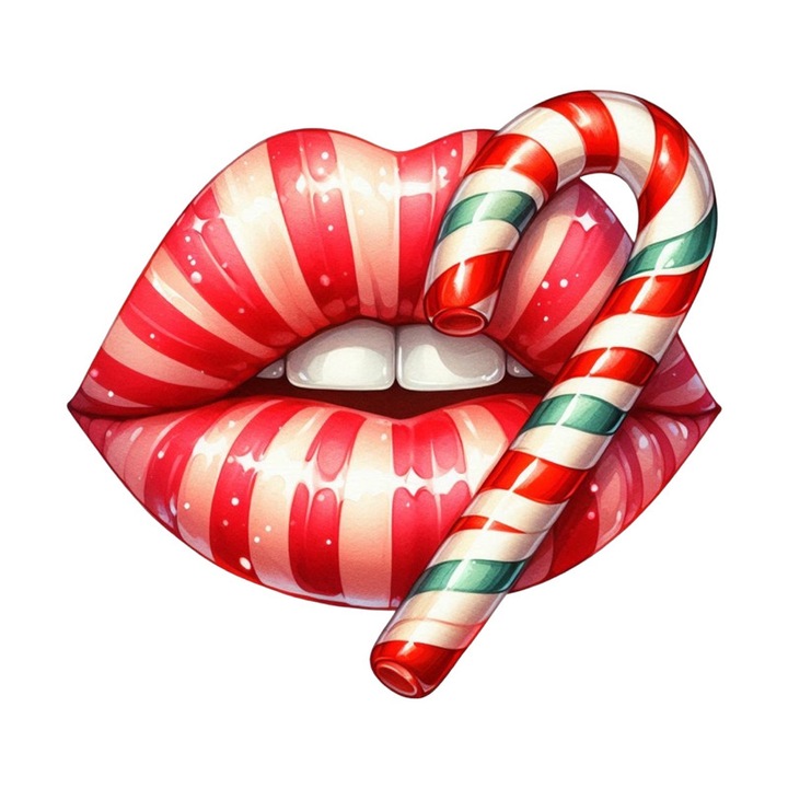 Sticker Buze Cu Acadea Dungi Alb Rosu, Autoadeziv, Craciun, Cri-Flo, dimensiune 25 cm