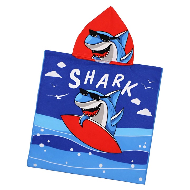 Poncho copii Boys, dinozauri, 60x120cm, multicolor, 6+ ani