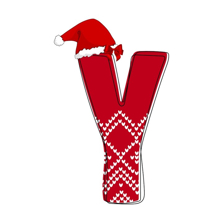 Sticker Y Litera Rosie Cu Caciulita Si Inimioare Albe, Autoadeziv, Craciun, Cri-Flo, dimensiune 15 cm