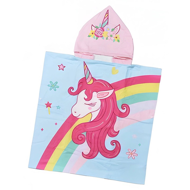 Poncho copii Girls, unicorn, 60x120cm, multicolor