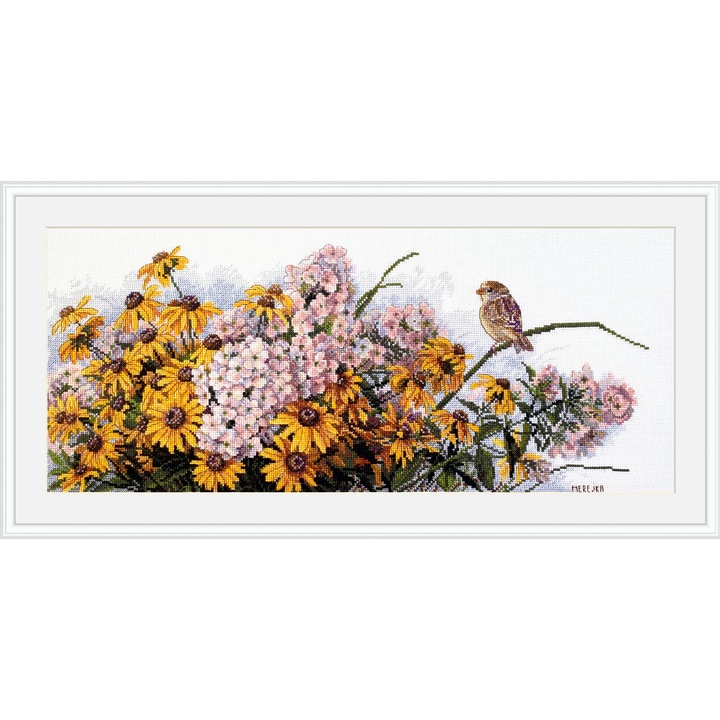 Set de brodat in cruciulita Merejka "Rudbeckia si Floc" 18x43 cm
