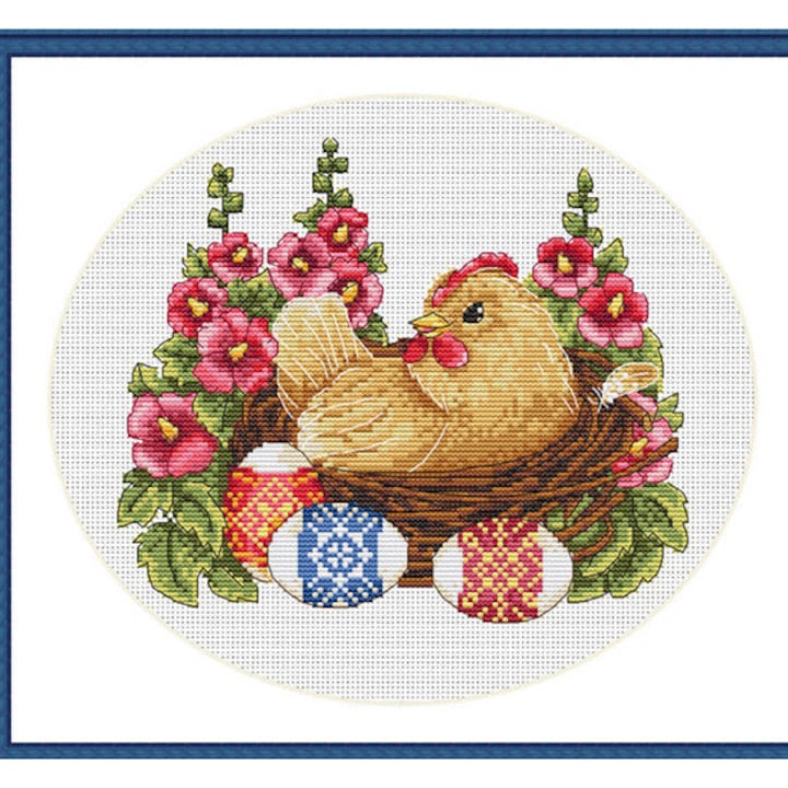 Set de brodat in cruciulita Merejka "Paste Fericit" 20x16 cm