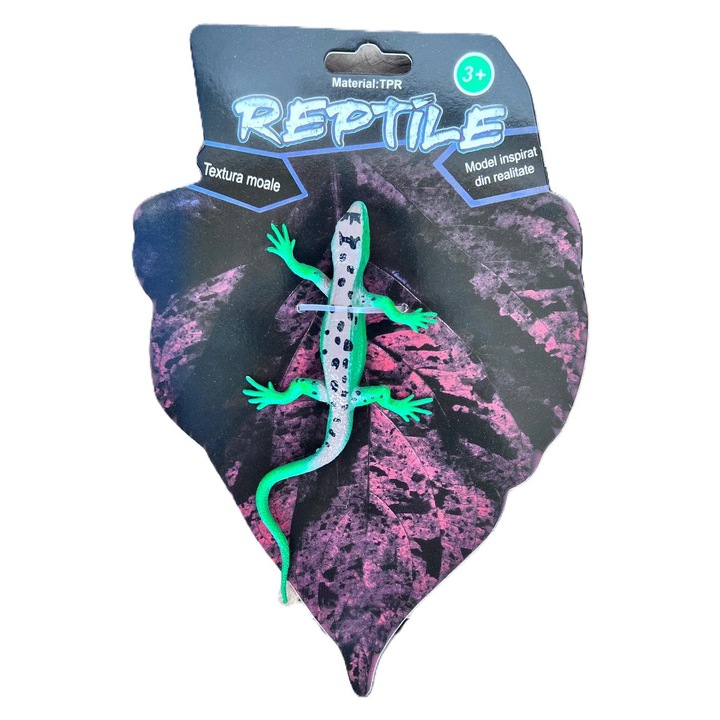 Figurina elastica NICHITA IMPEX, reptila verde, 16 cm, plastic flexibil