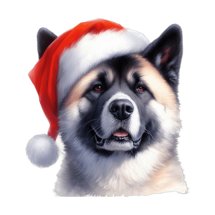 Sticker Akita Inu Craciun Zambitor, Autoadeziv, Craciun, Cri-Flo, dimensiune 15 cm