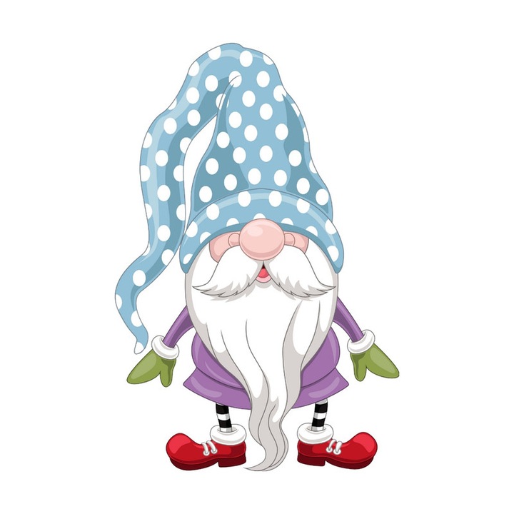 Sticker Gnome Albastru Cu Stelute, Autoadeziv, Craciun, Cri-Flo, dimensiune 15 cm