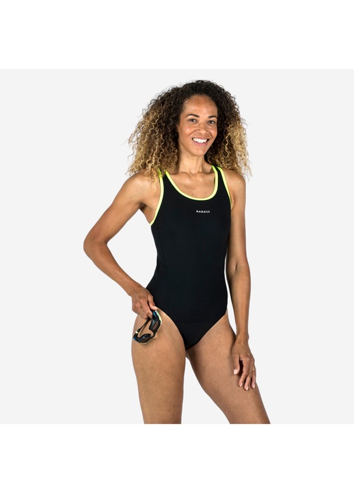 Цял бански костюм за плуване за служители, които пренебрегват редовната лилия, редовна дискусия за корема, Черен