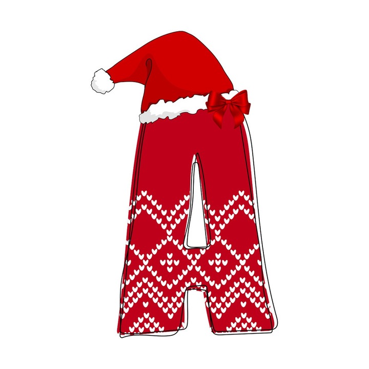 Sticker A Litera Rosie Cu Caciulita Si Inimioare Albe, Autoadeziv, Craciun, Cri-Flo, dimensiune 25 cm