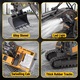 Excavator de constructie telecomandat, bedee, Excavator de jucarie Telecomanda RC, Excavator pe senile, Cu brat si cupa functionale, baterie reincarcabila, Sapat, Muta, Spate, Lumini, Sunt, Pentru copii 3+ ani, Galben