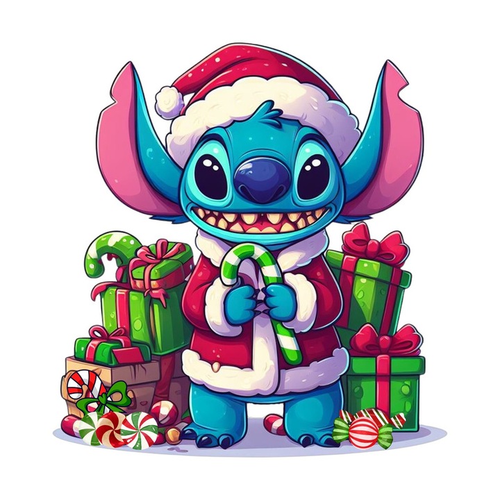 Sticker Stitch Mos Craciun Cu Sac Si Cadouri, Autoadeziv, Craciun, Cri-Flo, dimensiune 15 cm