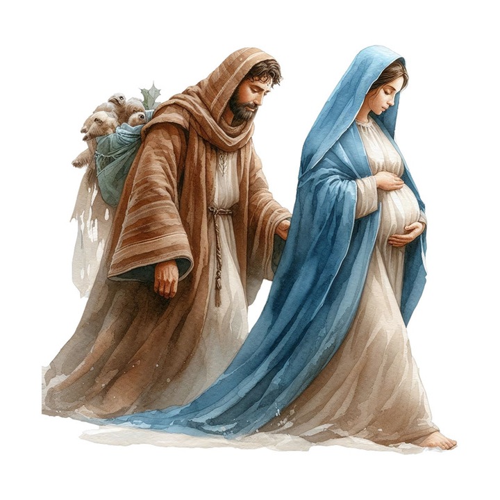 Sticker Maria Si Iosif In Drum Spre Betleem Calatorie Biblica Sfanta, Autoadeziv, Craciun, Cri-Flo, dimensiune 15 cm