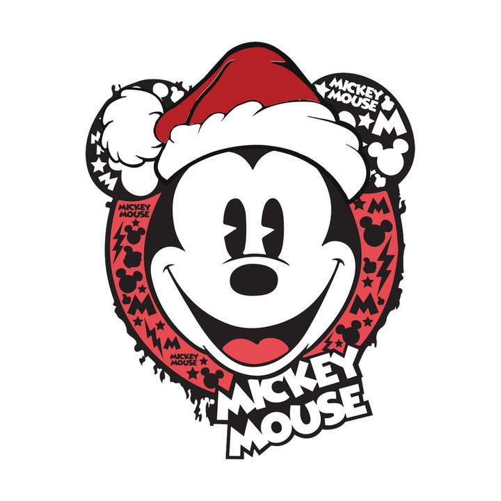 Sticker Mickey Cap Mos Craciun Alb Rosu, Autoadeziv, Craciun, Cri-Flo, dimensiune 15 cm
