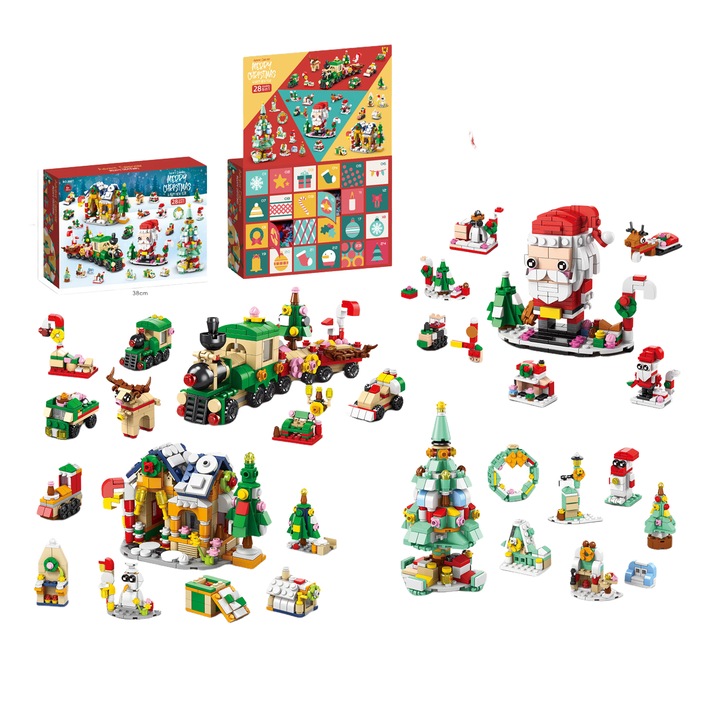 Calendar de Advent cu Blocuri de Constructie Craciun 2025, 24 cutii, multicolor, 6+ ani