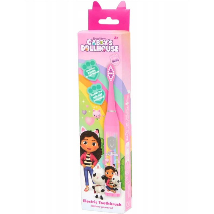 Periuta de dinti electrica pentru copii, Disney, Gabby, 2 capete de schimb, moale, 3+ ani
