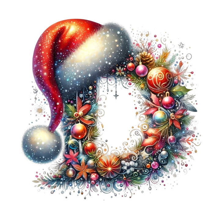 Sticker D Litere Alfabet Craciun Impodobite Cu Decoratiuni, Autoadeziv, Craciun, Cri-Flo, dimensiune 15 cm