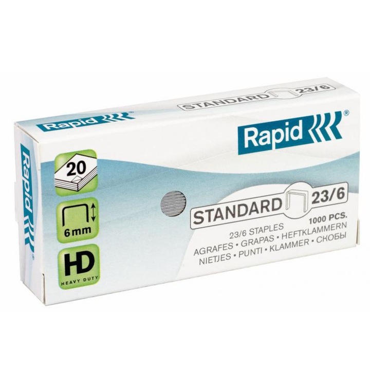 Capse 23/6 20 Coli 1000/Cutie STANDARD RAPID