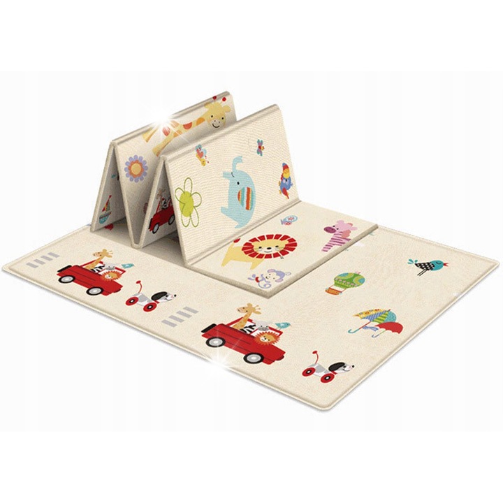 Covoras educational din spuma pentru copii Zutto, 180x100cm, design dublu fata, impermeabil, pentru interior si exterior