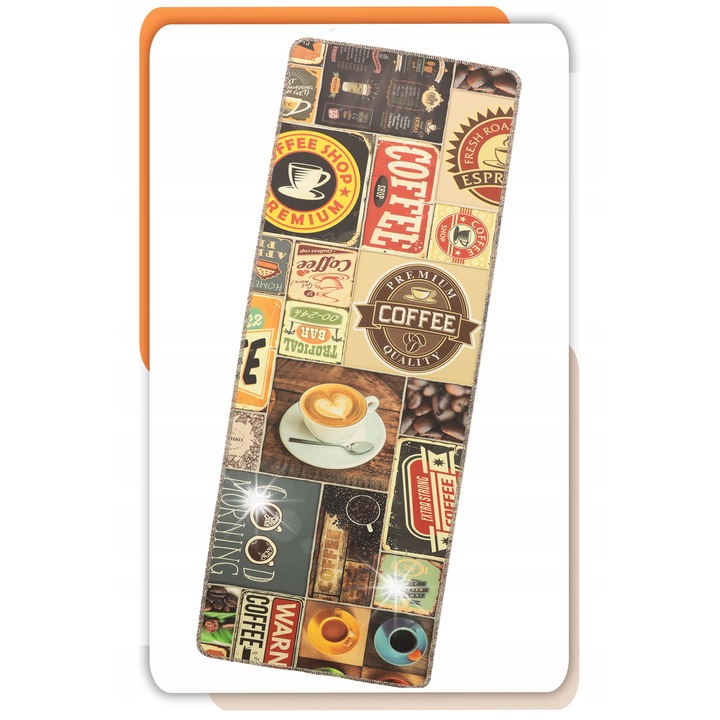 Covoare, Allvo, Chodnik din PVC, rezistent la apa si pete, 80x200cm, design unic cu cafea