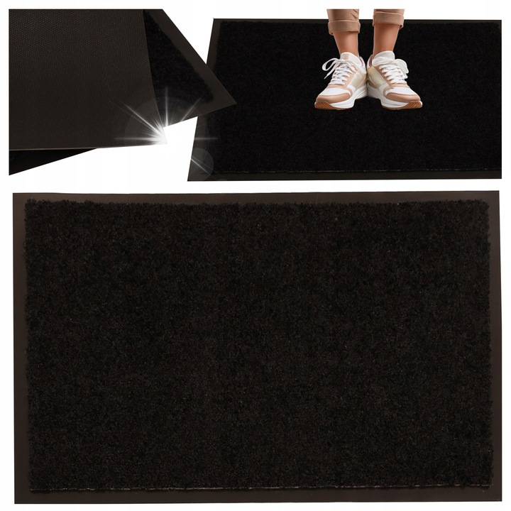 Bejárati szőnyeg, Hanse Home, 60x90cm, csúszásmentes, nedvességálló, fekete