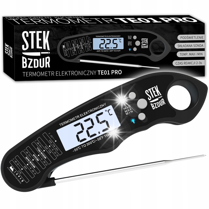 Професионален термометър за кухня STEK BZDUR, -50C-300C, сгъваема сонда