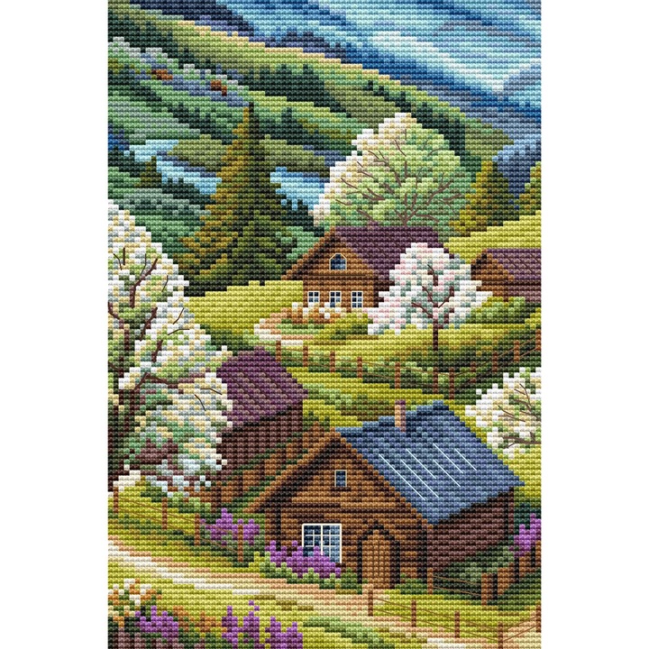 Комплект за бродиране с кръстат бод Collection D`Art "Пролет във висините" 14,5х22 см