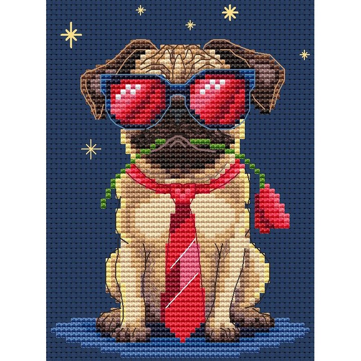 Комплект за бродиране с кръстат бод Collection D`Art "Приятелско лаене!" 9.5x13 см