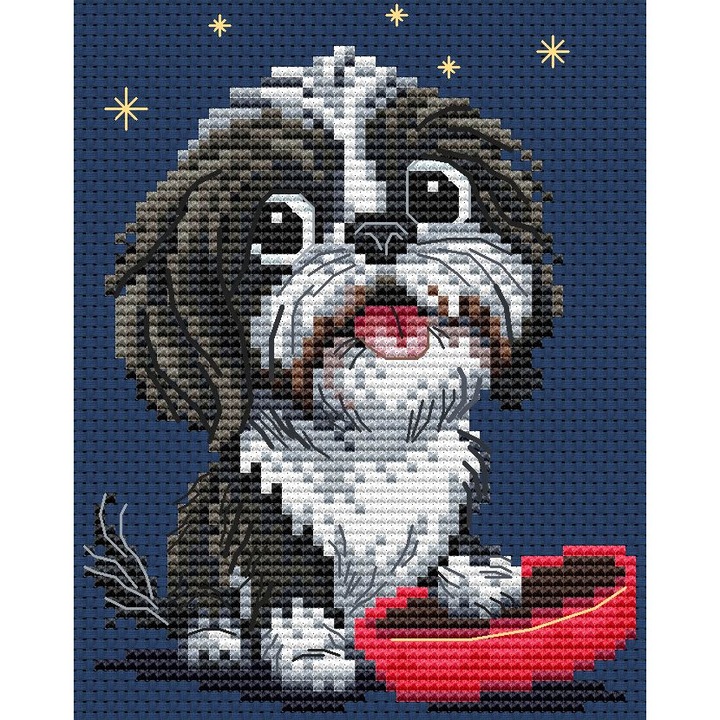 Комплект за бродиране с кръстат бод Collection D`Art "Приятелско лаене!" 9.5x12.5 см