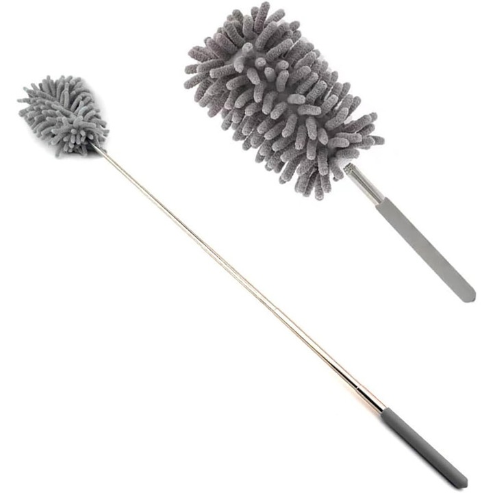 Pamatuf Microfibre, DustReach Pro, Indeparteaza Usor Murdaria si Praful, Telescopica, Curatarea casei, a birourilor, a scolilor in Profunzime, Metal/Plastic/ Microfibra, Ajustabil intre 37 cm si 74 cm, Gri