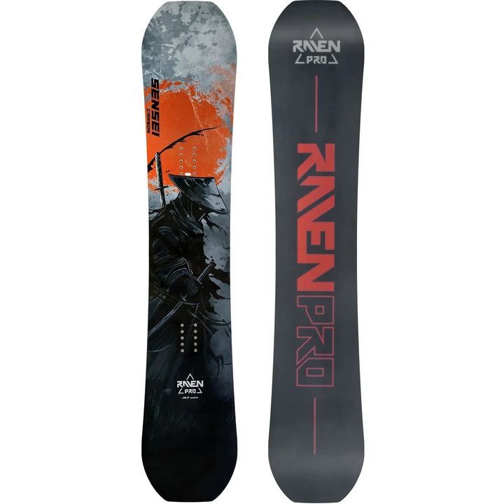 Placa snowboard, RAVEN PRO Sensei Carbon, Lemn, 150 cm, Gri/Portocaliu
