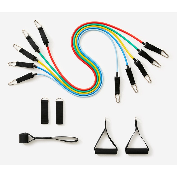 Set benzi elastice Domyos pentru bodybuilding, 5 bucăți, diverse exerciții, fără mărime