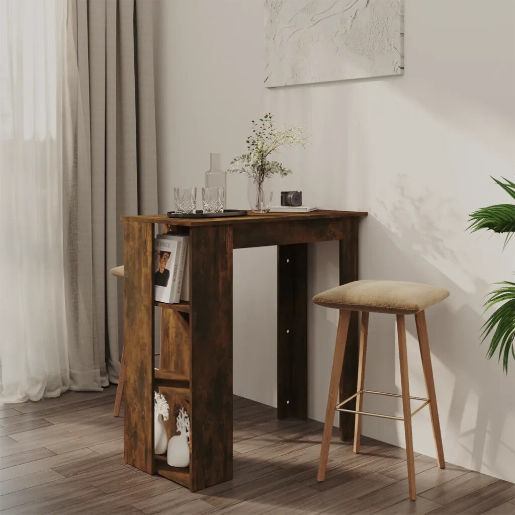 Masa de bar cu raft, stejar afumat, 102x50x103, 5 cm, PAL - eMAG.ro