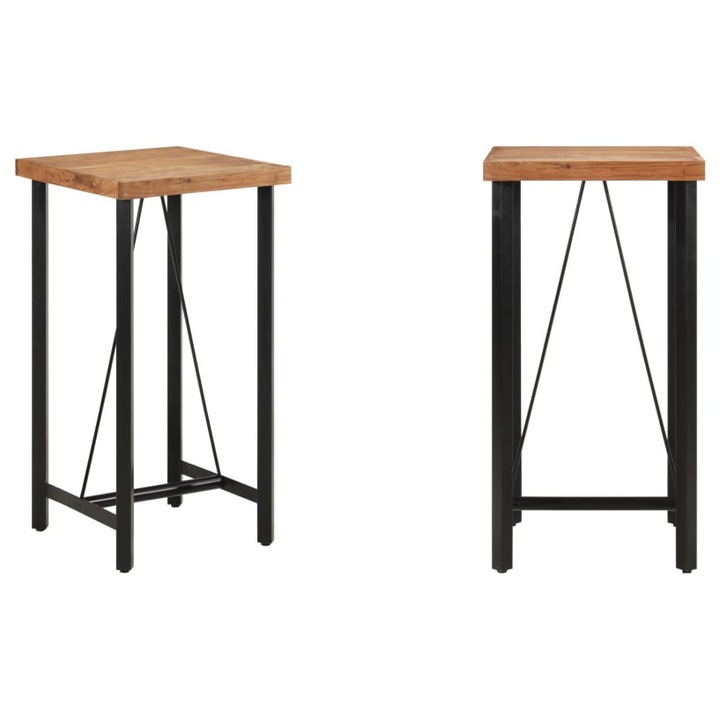 Masa de bar, 55x55x107 cm, lemn masiv acacia si fier