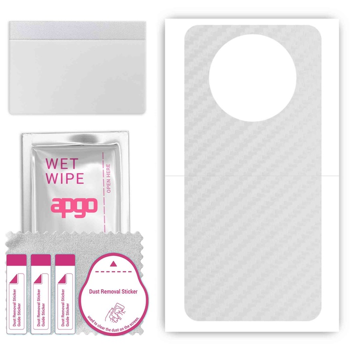 Защитно фолио за Realme Narzo N65 – apgo Skins, против надраскване, стикер за гръб от прозрачен карбон