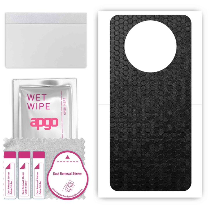 Защитно фолио за Realme Narzo N65 – apgo Skins, против надраскване, стикер за гръб Черна пчелна пита