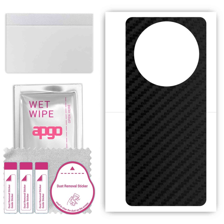 Folie de protectie pentru Xiaomi Redmi A3 – apgo Skins, anti-zgarieturi, autocolant pentru spatele Negru de carbon
