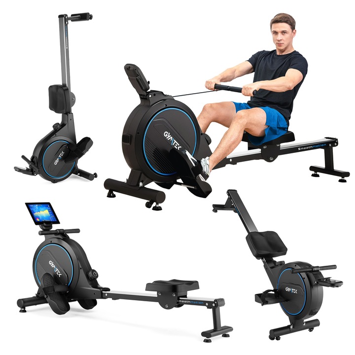 Aparat de vaslit magnetic Gymtek XR800, 16 niveluri de rezistenta, pliabil, 149,5x69x41cm, 18,5kg