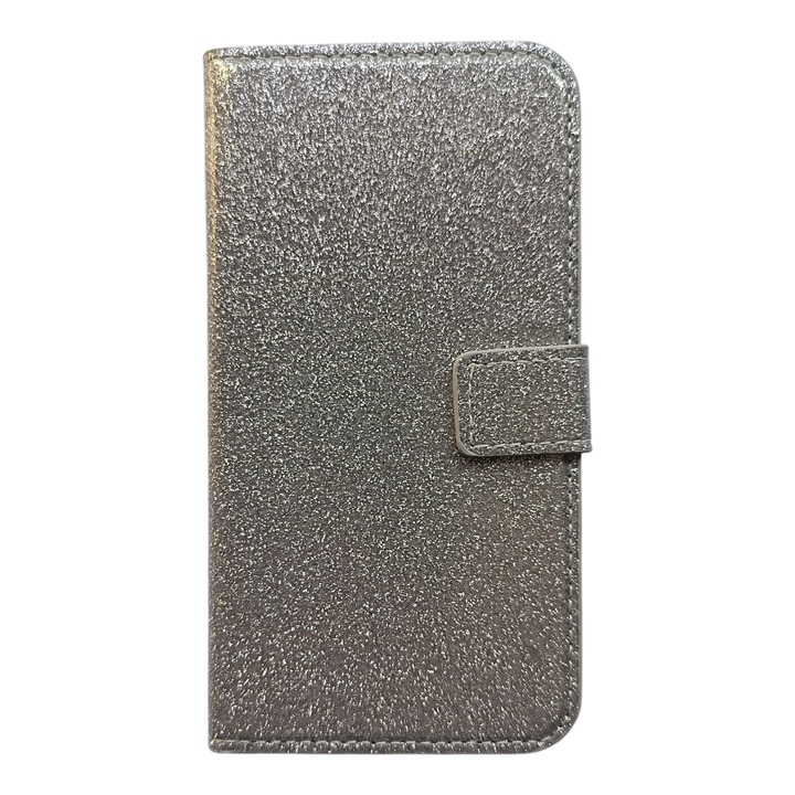 Husa compatibila cu Samsung Galaxy S7, Tip Toc Vinil, Sclipici, Argintiu