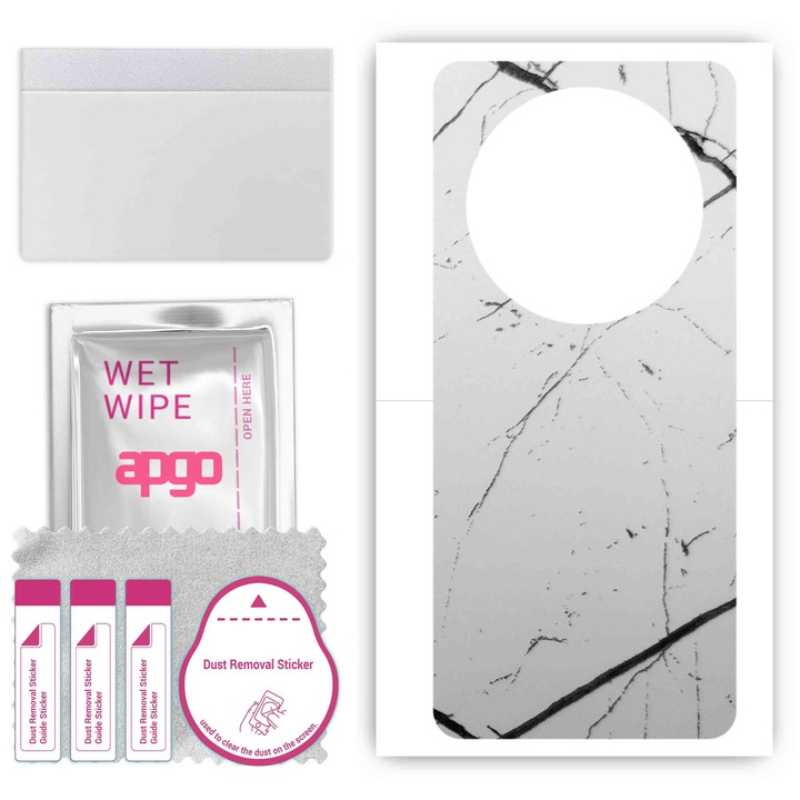 Защитно фолио за Realme 12 Pro – apgo Skins, против надраскване, стикер за гръб Бял мрамор