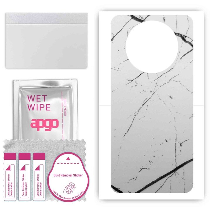 Защитно фолио за Realme Narzo N65 – apgo Skins, против надраскване, стикер за гръб Бял мрамор